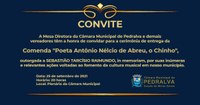 A Câmara Municipal de Pedralva Realiza a 4º Edição da Comenda “Poeta Antônio Nélcio de Abreu, O Chinho”.