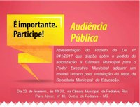 Audiência Pública para apresentação do Projeto de Lei nº 041/2017