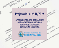 Câmara aprova reajuste dos Agentes Comunitários de Saúde e Agentes de Combate às Endemias.