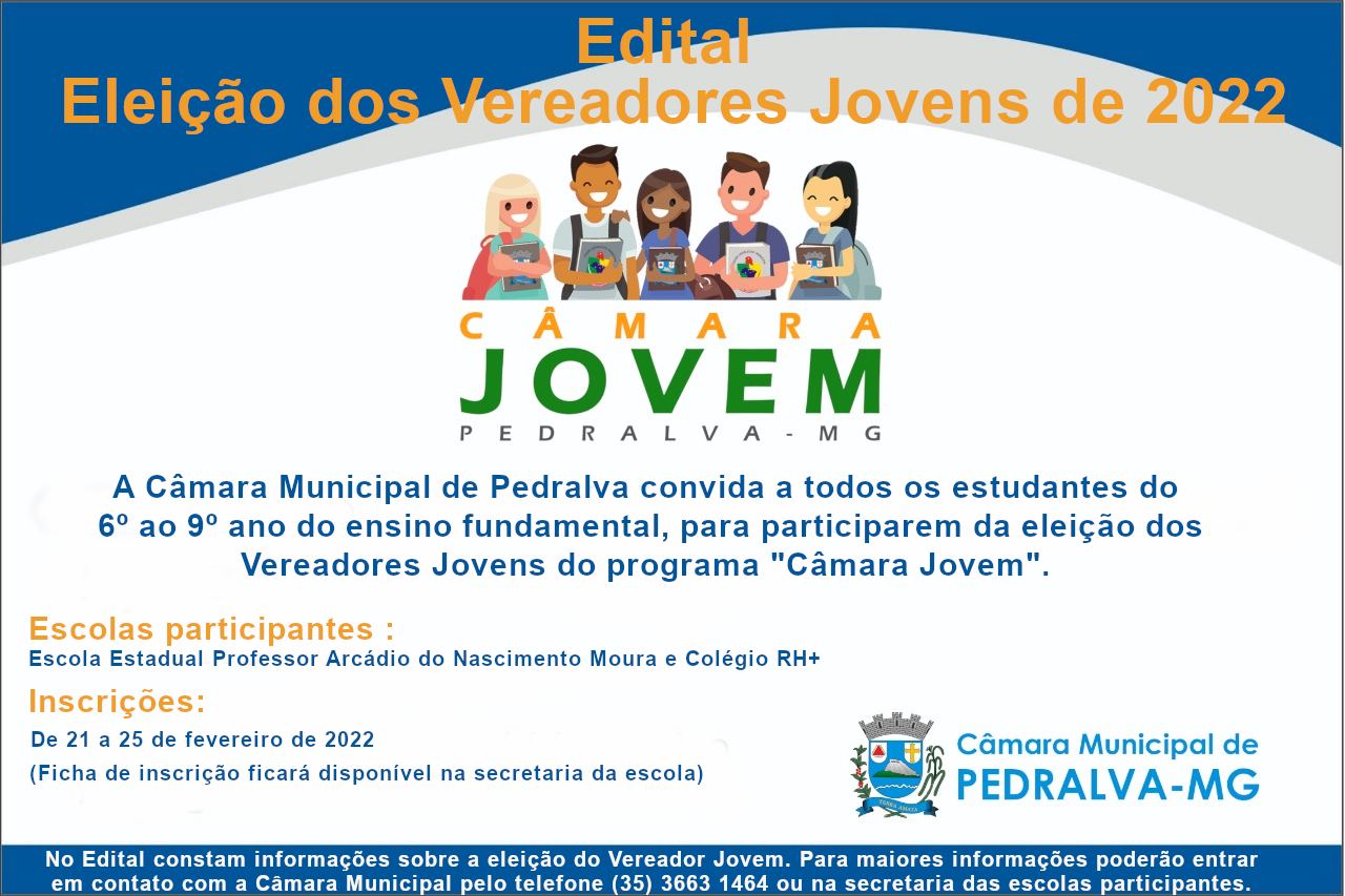 Câmara Municipal dá início ao processo para eleição do Vereador Jovem de 2022.