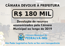 Câmara repassa R$ 180 mil reais para Prefeitura