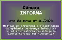 Cancelamento das reuniões itinerantes e solenes da Câmara Municipal