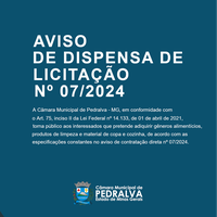 Dispensa de Licitação - Gêneros alimentícios, produtos de limpeza e material de copa e cozinha