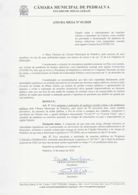 Cancelamento sessões itinerantes e solenes