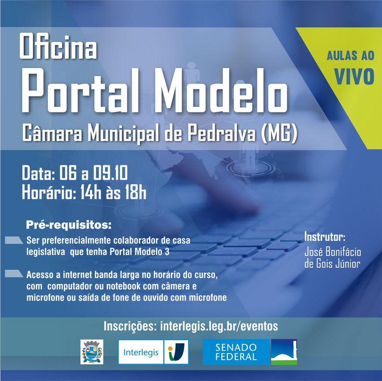 Interlegis e Câmara Municipal de Pedralva-MG realizam oficina online de Portal Modelo