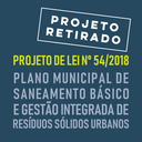 Projeto de Lei nº 54/2018 foi retirado de tramitação