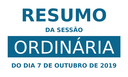 Resumo da 29ª Sessão Ordinária de 2019