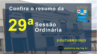 Resumo da 29ª Sessão Ordinária de 2023