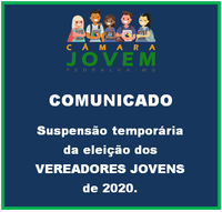 Suspensão temporária da eleição dos Vereadores Jovens de 2020